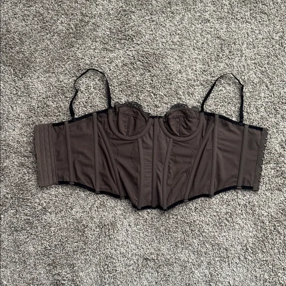 UO Out from Under Modern Love Corset black grey lace with boning - Picture 11 of 14